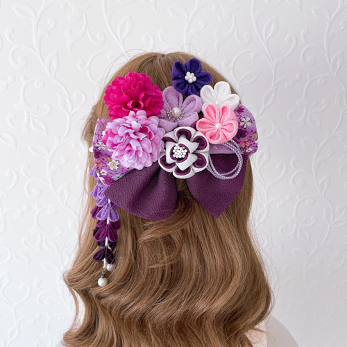 つまみ細工リボン髪飾り　七五三　成人式　浴衣　結婚式 つまみ細工リボン髪飾り 七五三 成人式 浴衣 結婚式 つまみ細工の髪飾り【