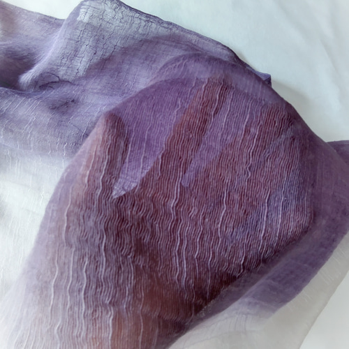 特集掲載】草木染め パープルとグレージュのストール ストール 手染め