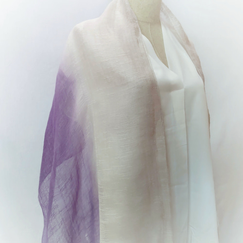 特集掲載】草木染め パープルとグレージュのストール ストール 手染め