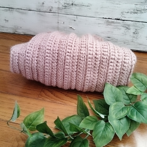 パール持ち手 ／エレガント／ニットバッグ／かぎ針編み／ハンドメイド