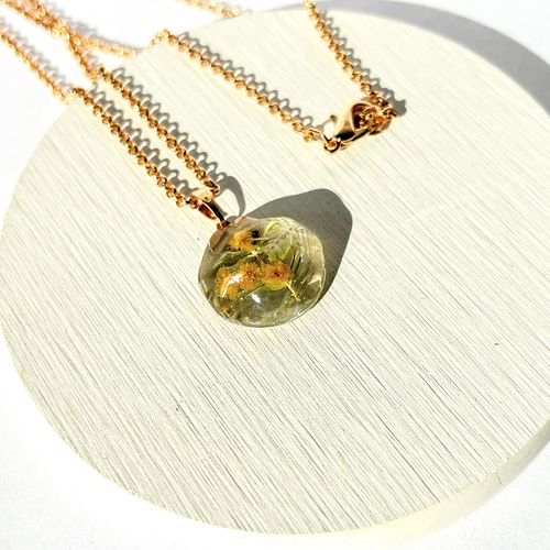 ミモザの水面ネックレス / レジン / ドライフラワー ネックレス  