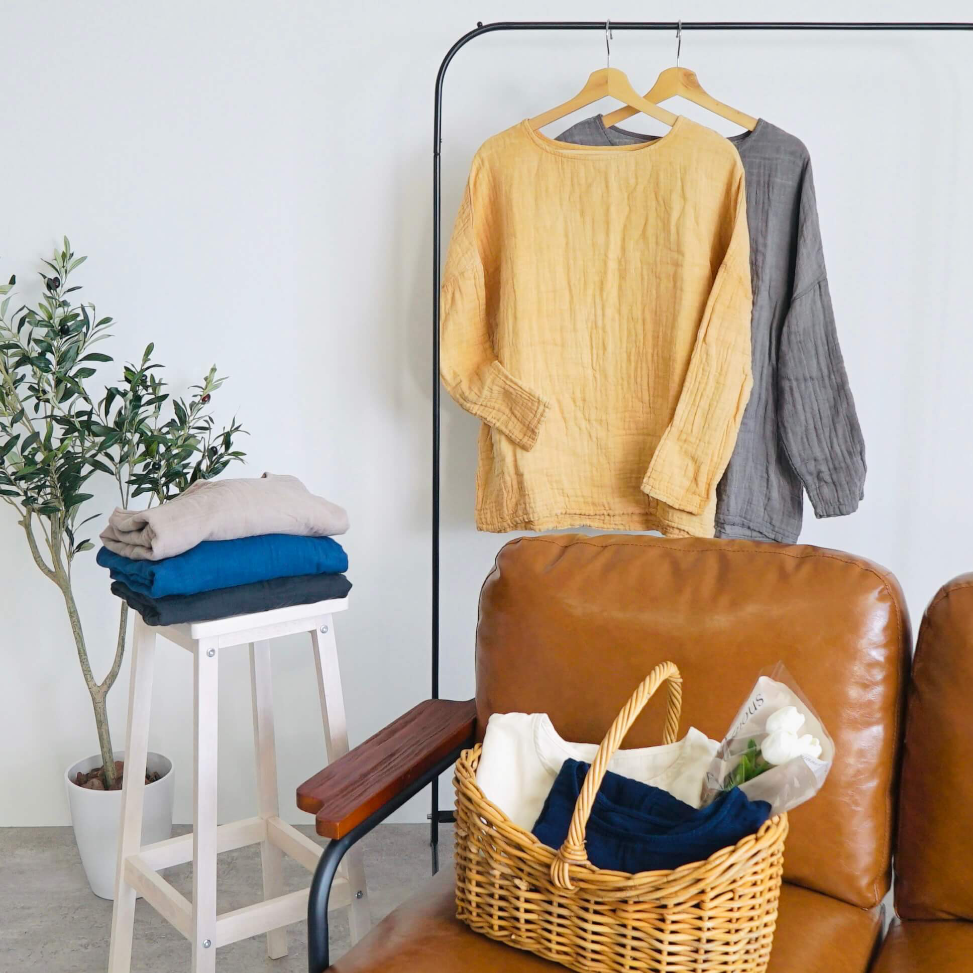 【福袋】ゆったりガーゼロンT/選べる2カラー/知多木綿3重ガーゼ