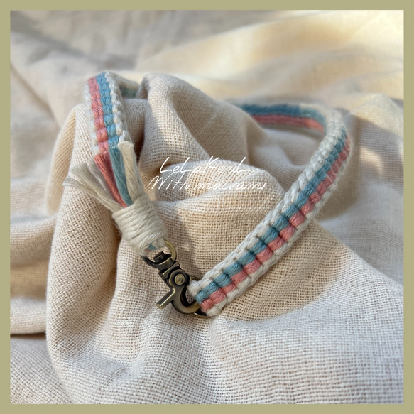 100%cotton♡首輪♡チョーカー♡ハンドメイド オールドブルー ピンク】｜ コットン100% ｜ ペットチョーカー