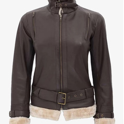 羊革・人工毛皮の羊革ジャケット Sheep Leather Jacket with Synthetic Fur 3枚目の画像