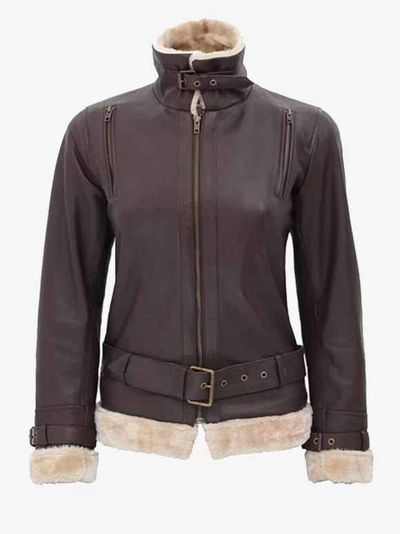 羊革・人工毛皮の羊革ジャケット Sheep Leather Jacket with Synthetic Fur 3枚目の画像