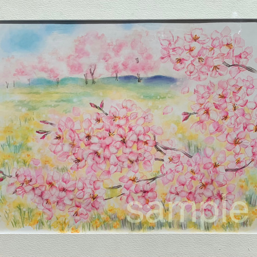 権現堂の桜 絵画 はぴたま 通販 15484667｜Creema(クリーマ)