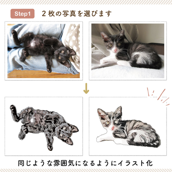 愛猫スマホケース 作れます！【オーダーメイド】iPhone用「ソフトクリア」スマホケース　うちの子 x 2匹 5枚目の画像