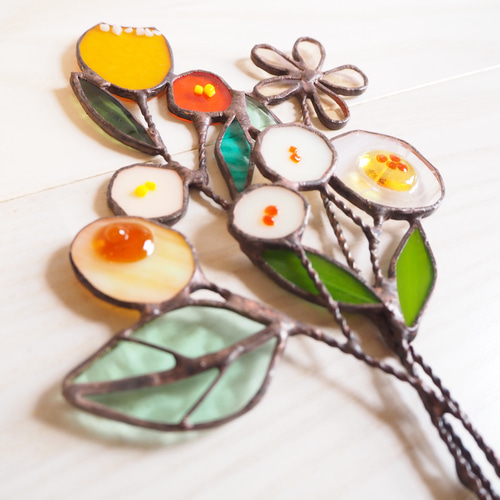 1年中枯れない、ステンドグラスの花束 アートフラワー Unit Glass