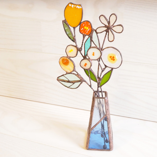 1年中枯れない、ステンドグラスの花束 アートフラワー Unit Glass