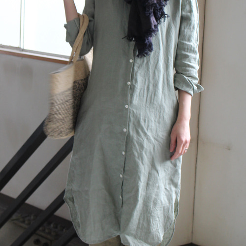 お出かけSET】スタンドカラーlong shirt/ロングシャツ＆パンツ