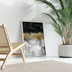 モダン 抽象画 ボタニカル ゴールド 油絵風 / インテリアポスター 海外アート ３枚セット / 4681 6枚目の画像