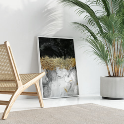 モダン 抽象画 ボタニカル ゴールド 油絵風 / インテリアポスター 海外アート ３枚セット / 4681 4枚目の画像