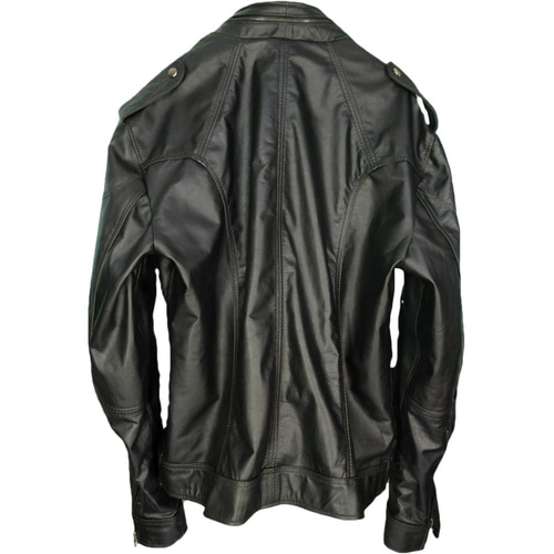 黒牛革ダメージ加工ジャケット Cow Leather Distressed Jacket Black 