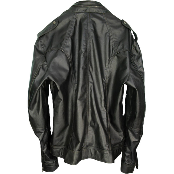 黒牛革ダメージ加工ジャケット Cow Leather Distressed Jacket Black 3枚目の画像