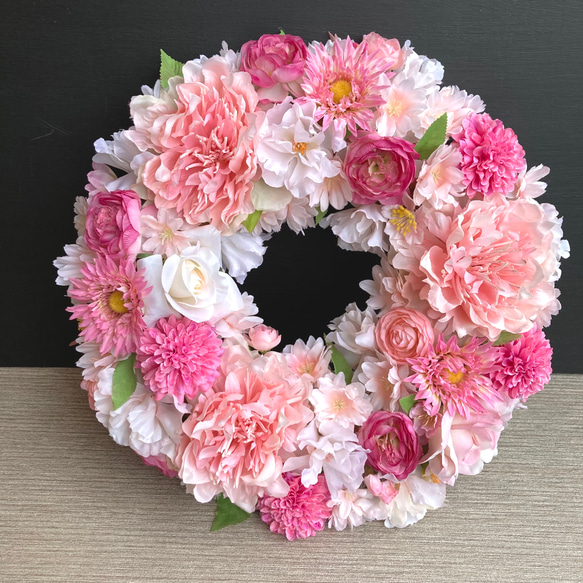 お花たっぷりの造花リース♪ 小花たっぷりのリース アーティフィシャルフラワー 造花 造花