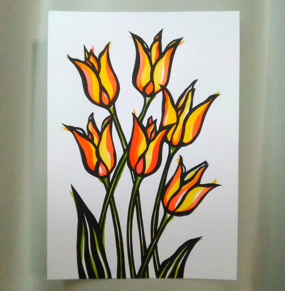 【切り絵】原画　A5サイズ　tulip4 1枚目の画像