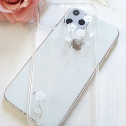 【全機種対応】white flower スマホケース 2枚目の画像