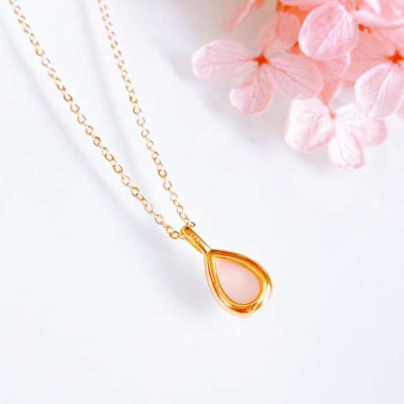 TV衣装提供【特集掲載】桜色 ピンクシェル クリスタル 水晶 夏 ネックレス アレルギー対応 母の日 誕生日 ギフト 5枚目の画像