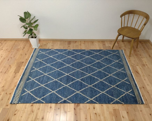 【秋のお試しキャンペーン】天然ラグ　ガゼニラハット　玄関　91×60 藍色ブルー 秋のお試しキャンペーン】天然ラグ ガゼニラハット 玄関 91×60 藍色