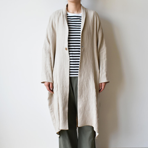 evam eva linen 大きなサイドポケットがアクセントのコート