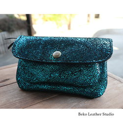 キラキラ本革ラメの長財布/レザーの手作り財布/2sou-rame-eme 1枚目の画像