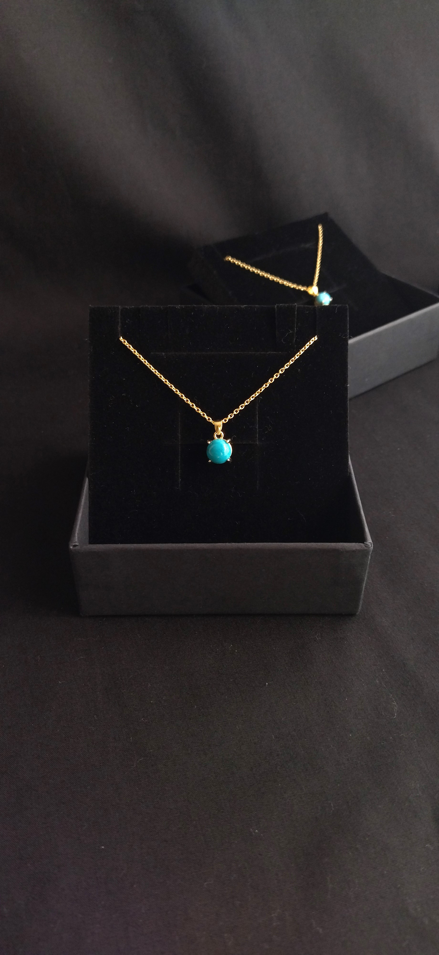 晴れやかブルー2023 / さりげなく魅せる14Kと一粒ターコイズのネックレス(８㎜)