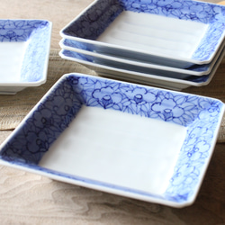 ポーセラーツ  スクエアプレート  プレート　ペア ペアスクエアプレート ポーセラーツ 小皿 ポーセラーツサロン 咲