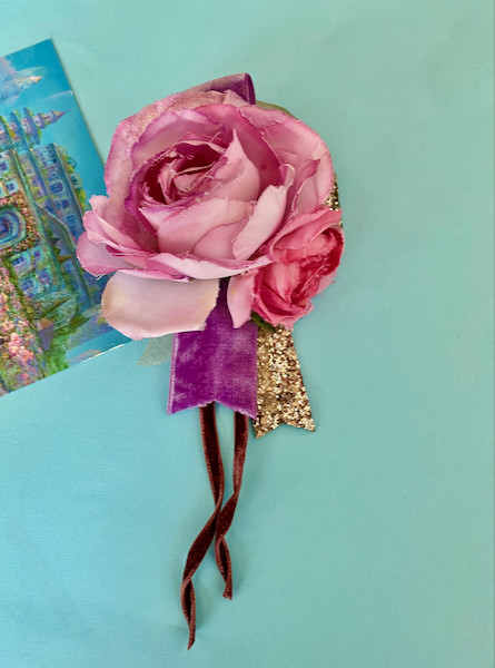 布花Double pink rose corsage