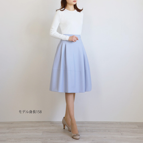 女性らしいシルエット◎】ジャガード タックフレアスカート
