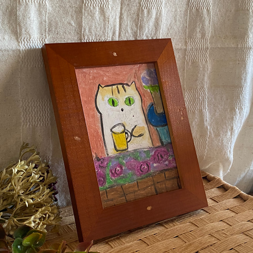 絵画。原画【可愛い猫ちゃんたちを連れて楽しい遠足に行く】 絵画。原画☆キャンバスF10【かわいい猫たちが一緒に香ばしいお