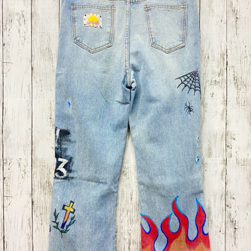 【STITCHSHOW】デニムパンツハンドペイント No.22 Washed Wide Denim Pants［AP-4003］【2025SS】【25STYLE1