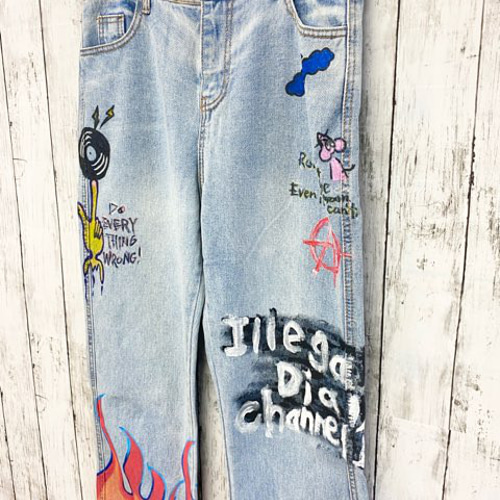 STITCHSHOW】ハンドペイントデニムパンツ