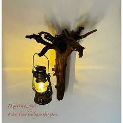 流木インテリア ランプや小物を飾れる天然流木の壁掛けスタンド ランタン 置物 北欧 照明 自然 N4 11枚目の画像