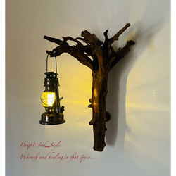 流木インテリア ランプや小物を飾れる天然流木の壁掛けスタンド ランタン 置物 北欧 照明 自然 N4 2枚目の画像