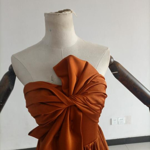 憧れのドレス 人気上昇！ リボン テラコッタ色 編み上げ ベアトップ  