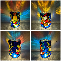 『　月海の焚火　』　空き瓶キャンドルホルダー　LEDキャンドルライト付き 2枚目の画像