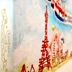 あおさま オーダー作品専用ページ/アートキャンバスパネル(手彩色)・空飛ぶクロワッサン・40cm角 5枚目の画像