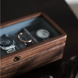 男性のためのウォッチケース　ヴィンテージ木製の腕時計収納ケース　腕時計好きの男性に贈る 4枚目の画像