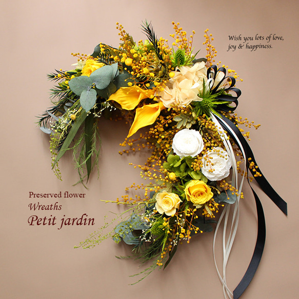 春色ミモザミモザリース三日月Wreath