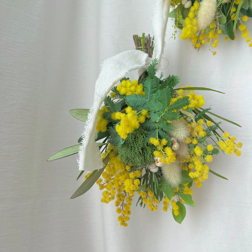 ミモザのさくらんぼスワッグ / ドライフラワー スワッグ 花束 リース 