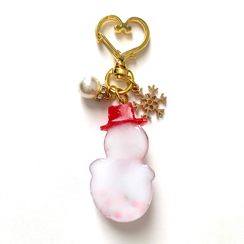 snowman＊キラキラ雪だるまキーホルダー RED キーホルダー