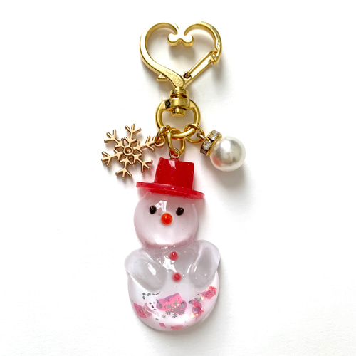 スノーマンチャーム　雪だるま　キーホルダー　ガチャ詰め　ビーズチャーム　ブラック SnowMan 雪だるまキーホルダーorバッグチャームの通販 by Rmama