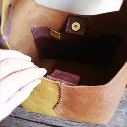 my Bag -mini-　マスタードイエロー✗ブラウン　オイルシュリンクレザー 15枚目の画像