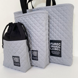 《送料無料》キルティングの入園入学セット ロゴ×グレー 5枚目の画像