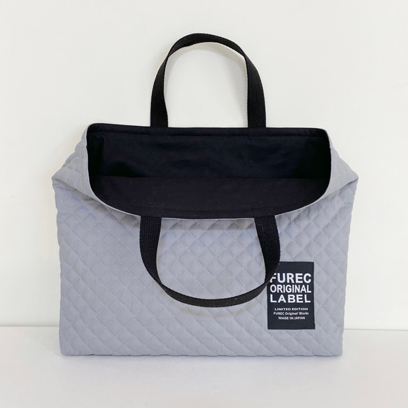 《送料無料》キルティングの入園入学セット ロゴ×グレー 3枚目の画像