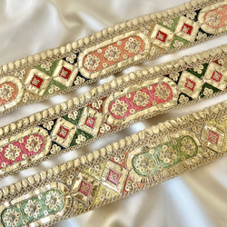 30cm  インド刺繍リボン  チュール  インディアンカラー　カット済み 2枚目の画像