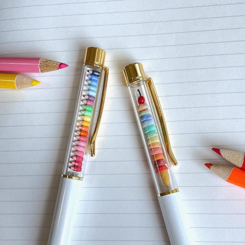 小人の文房具】20色の虹色ミニチュア色鉛筆 ボールペン ミニチュア