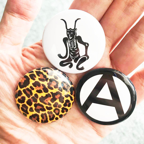 角大師 アナーキー マーク 豹柄 缶バッジ 3個セット PUNK パンク