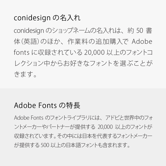 名入れ フォント オプション 2万種類以上（adobe fonts） 2枚目の画像