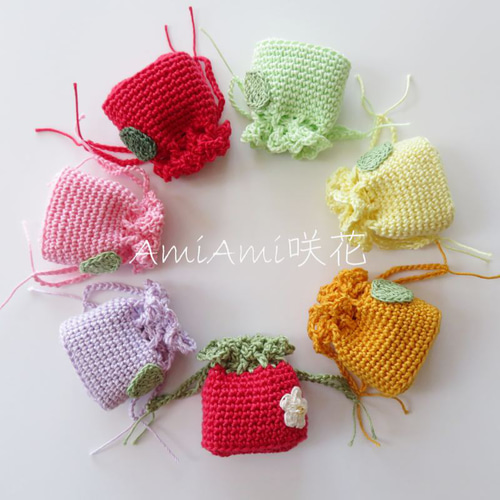 フルーツミニ巾着*レース編み* 巾着袋 AmiAmi咲花 通販 15488231